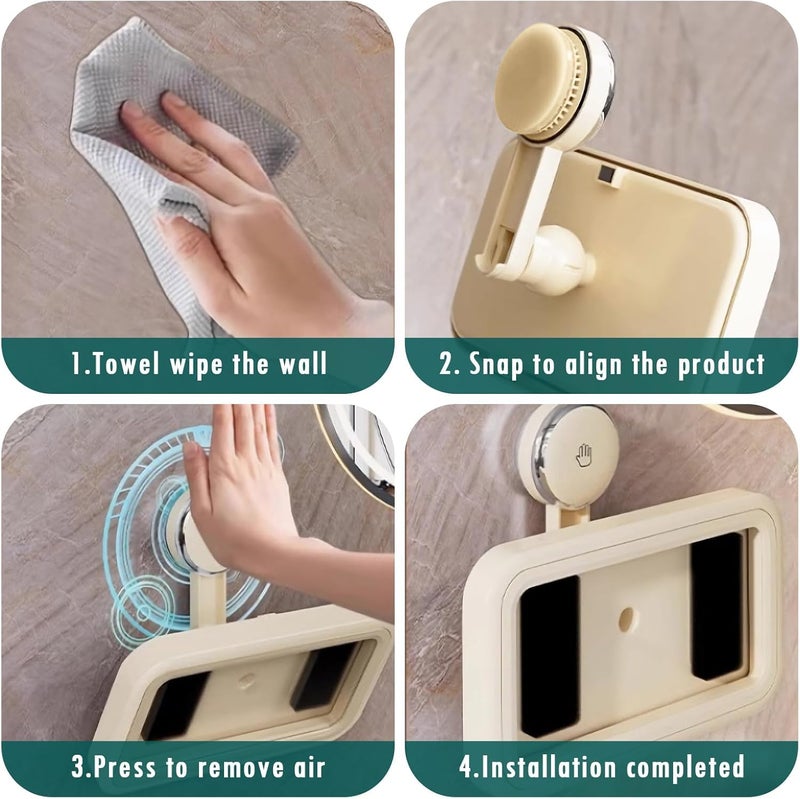 SYOSI Phone Holder for Shower, Waterproof 360° Rotating Adjustable Suction Cup Mount, Anti-Fog HD Touch Screen Case for 4-7" Phones, Universal Stand for Bathroom, Bathtub, Kitchen, White - Image 4