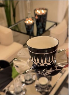 ENTRY HOME Luxury Turkish Porcelain Tea Cups Set with Handcrafted Engravings – 18 Pieces Combining Elegance and Tradition| Black Color - pzsku/ZAD9336B1D168B8C8B3B6Z/45/_/1739629444/a6a3ba8c-6d5b-4cc1-a21a-1a0cdcd342ca