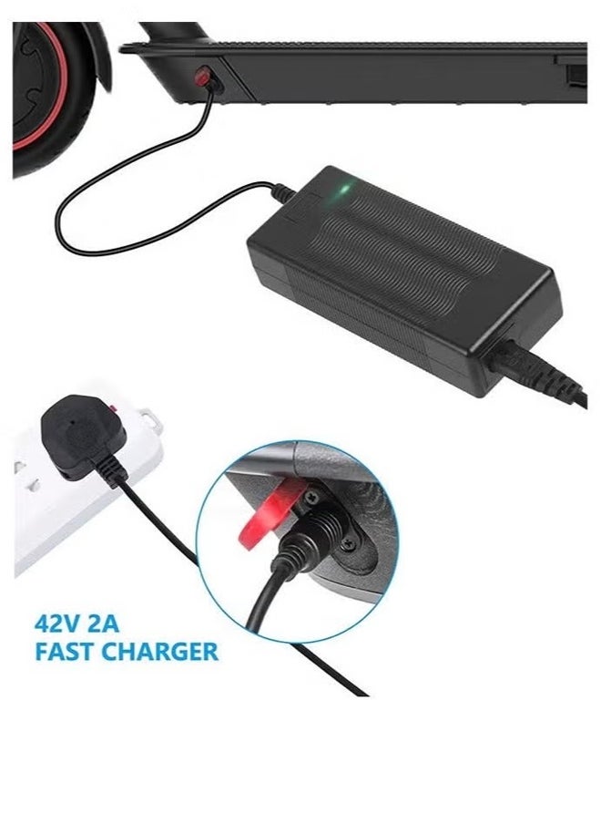 ماركة غير محددة 42V 2A شاحن سكوتر كهربائي - استبدال عالمي لـ Xiaomi M365 ، ES1 ، ES2 ، ES4 وأكثر من ذلك - رقاقة IC الذكية ، حماية التحميل الزائد / التسخين الزائد ، مؤشر LED - أسود  - Image 1