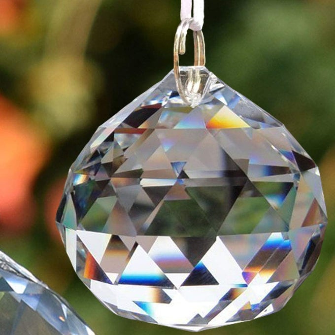 CLEAR CRYSTAL BALL PRISMS FENG SHUI SUNCATCHER DECORATING HANGING FACETED PRISM BALLS HANGING KIT 1 60MM