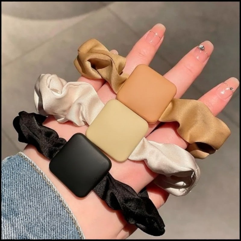 Elastic Hair Bands Set: 3-Color Combination High Elasticity Fiber No Hair Damage Hair Accessories for Female Adult Workplace Commute Dating Everyday Use - Image 1