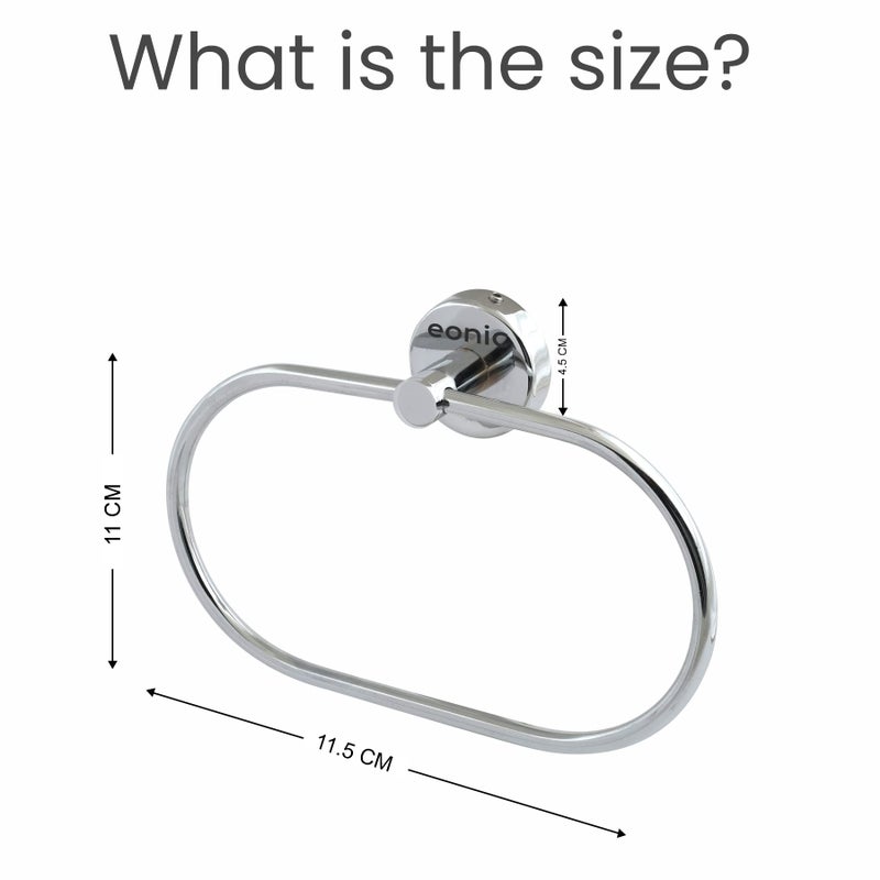 eonic eonic Stainless Steel Napkin Holder for Bathroom/Wall Mounted Towel Ring for Kitchen/Wash Basin Hanger (Chrome Finish Oval)  - Image 2