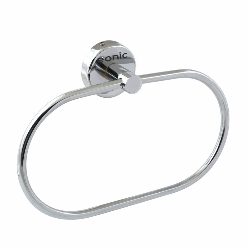 eonic eonic Stainless Steel Napkin Holder for Bathroom/Wall Mounted Towel Ring for Kitchen/Wash Basin Hanger (Chrome Finish Oval)  - Image 1