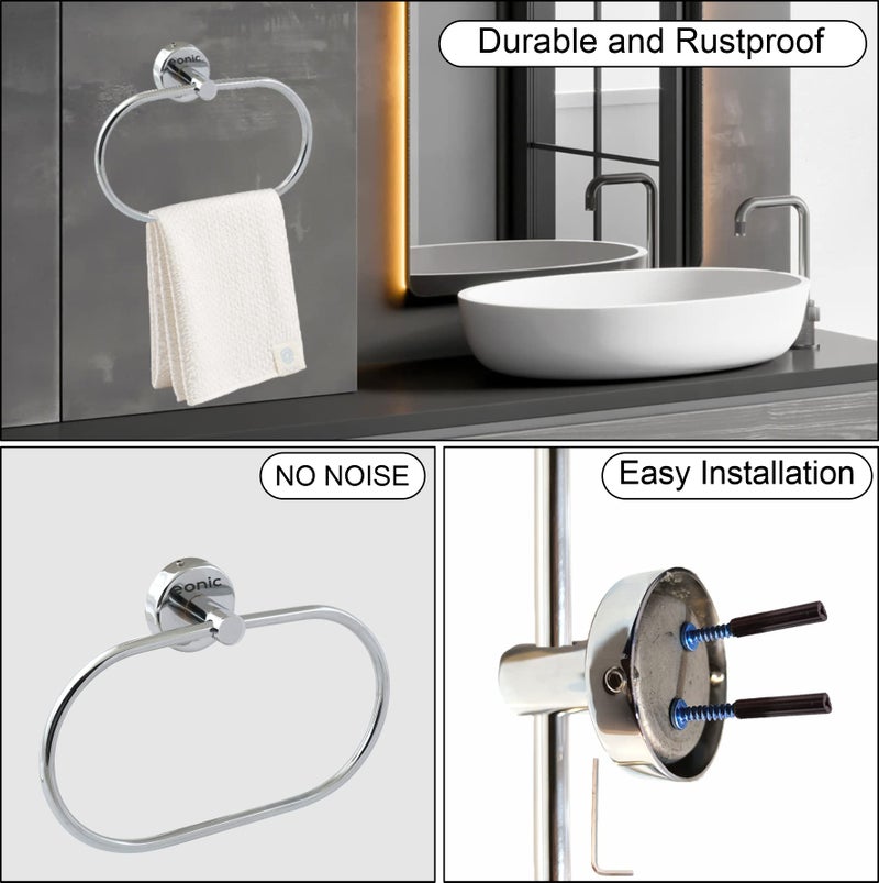 eonic eonic Stainless Steel Napkin Holder for Bathroom/Wall Mounted Towel Ring for Kitchen/Wash Basin Hanger (Chrome Finish Oval)  - Image 3