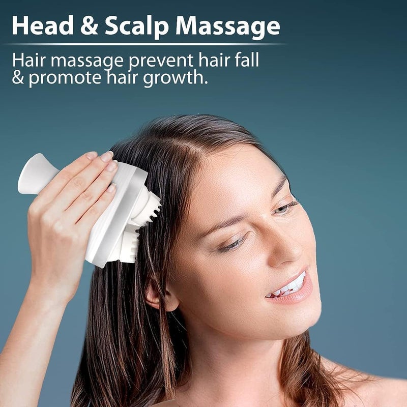 Scalp Massager Electric Head Massager with 4 Kneading Heads, 4 Speed Modes, Handheld Portable for Relaxation and Full Body Massage (Blue) - Image 2
