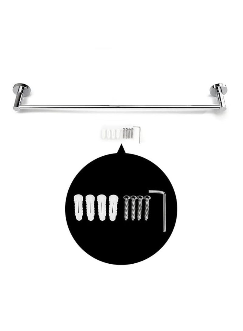 حامل مناشف طويل مفرد من الفولاذ المقاوم للصدأ والكروم، حامل مناشف مقاوم للصدأ ومتين للحمام والمطبخ والمرحاض، يأتي مع براغي ومثبتات، مقاس 50 سم مربع - Image 5