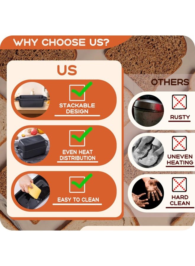 Articasting Cast Iron Loaf Pan with Lid 9×5 Inch, Bread Baking Pans, Even Heat Distribution for Sourdough, Pre-Seasoned Dutch Oven Loaf Pan for Homemade Bread - Image 4
