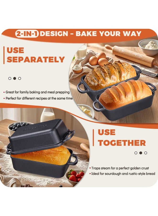 Articasting Cast Iron Loaf Pan with Lid 9×5 Inch, Bread Baking Pans, Even Heat Distribution for Sourdough, Pre-Seasoned Dutch Oven Loaf Pan for Homemade Bread - Image 5