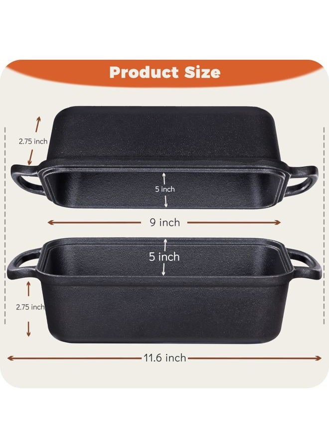 Articasting Cast Iron Loaf Pan with Lid 9×5 Inch, Bread Baking Pans, Even Heat Distribution for Sourdough, Pre-Seasoned Dutch Oven Loaf Pan for Homemade Bread - Image 3