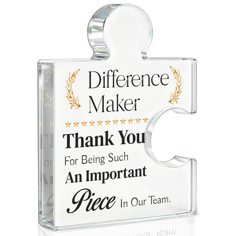 Yigaue Team Gifts for Employees, Thank You Appreciation Gift for Coworkers Colleagues Employees, Best Team Ever Gifts Difference Maker Acrylic Puzzle Piece Plaque Office Decor - Image 1