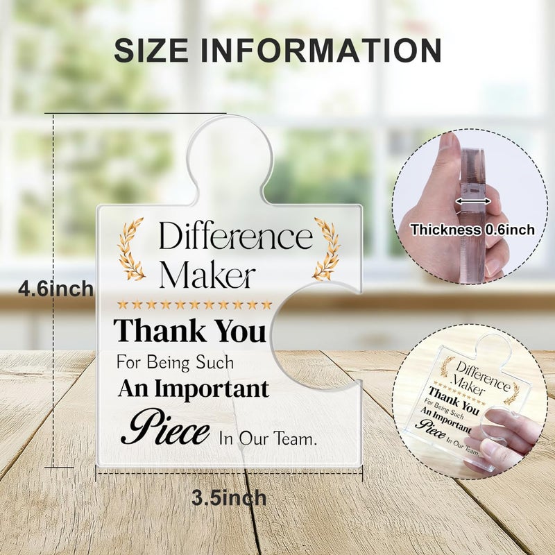 Yigaue Team Gifts for Employees, Thank You Appreciation Gift for Coworkers Colleagues Employees, Best Team Ever Gifts Difference Maker Acrylic Puzzle Piece Plaque Office Decor - Image 2