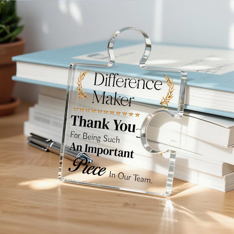 Yigaue Team Gifts for Employees, Thank You Appreciation Gift for Coworkers Colleagues Employees, Best Team Ever Gifts Difference Maker Acrylic Puzzle Piece Plaque Office Decor - Image 5