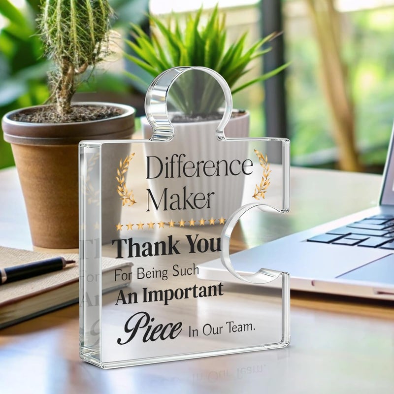 Yigaue Team Gifts for Employees, Thank You Appreciation Gift for Coworkers Colleagues Employees, Best Team Ever Gifts Difference Maker Acrylic Puzzle Piece Plaque Office Decor - Image 3