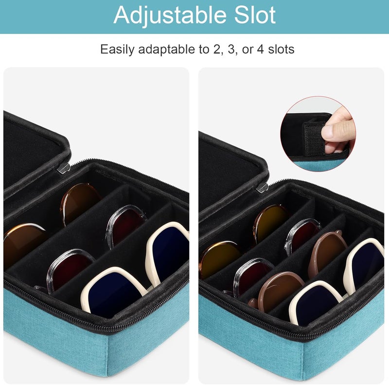 Bukere Travel Sunglasses Organizer Case, Adjustable Slot For Multiple Pairs, Portable Eyeglasses Storage Box for Men Women - Image 2