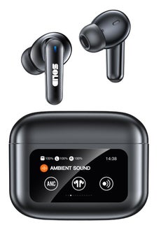 SOLID TWS-30 TRUE WIRELESS HEADSETS WITH LED TOUCH SCREEN ANC+ENC, BLACK