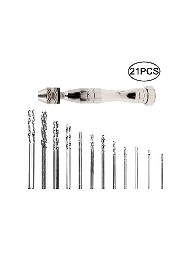 FineGood Hand Pin Vise with 20 Pcs Drill Bits, FineGood Precision Hand Drill Rotary Tool with Mini Twist Drill Bits Set for Resin Casting Molds, Jewelry Wood Plastic Making - Image 3