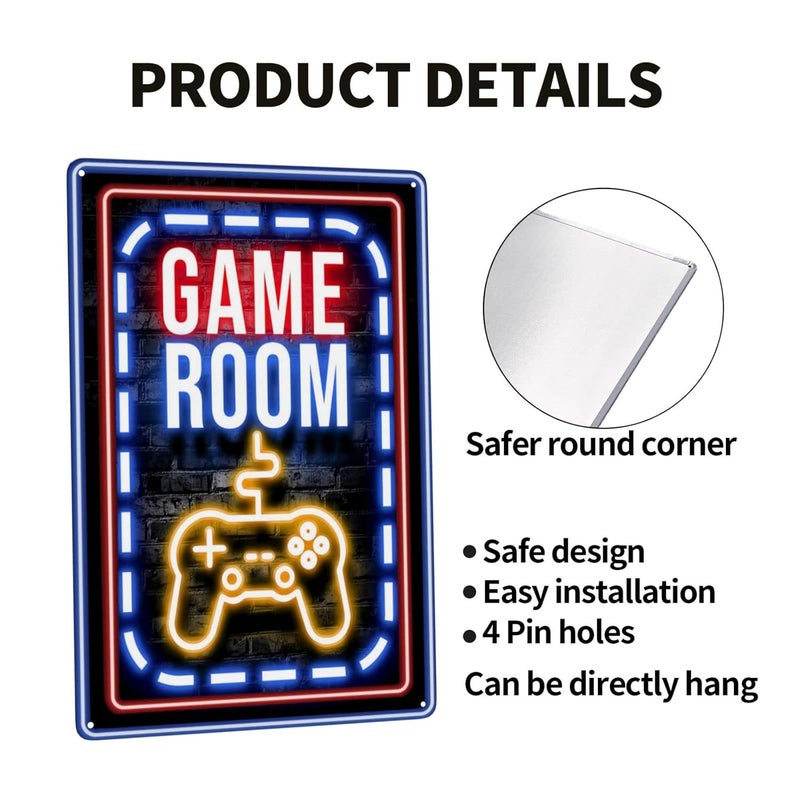 WSTKJW Gamer Room Vintage Metal Sign - Image 4