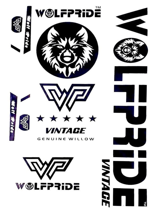 WOLF PRIDE Vintage Premium Quality Cricket Bat Sticker Combo (White Sticker, Black Grip and Sheet) - Image 2
