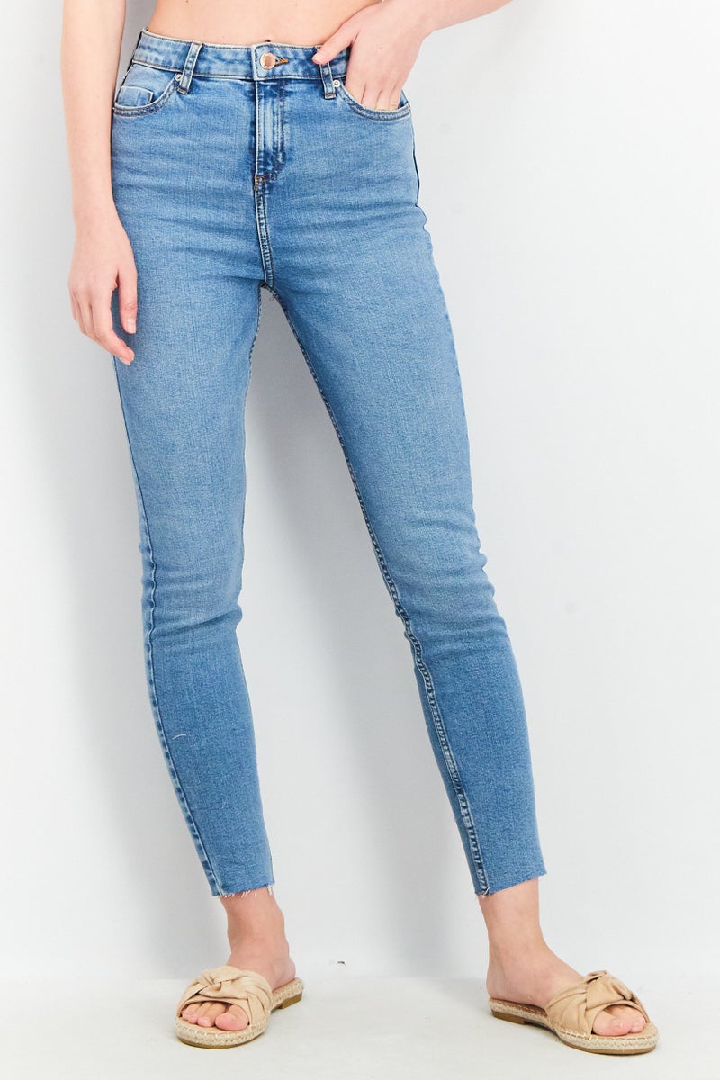 Miss Selfridge Women Skinny Fit Washed Stretchable Emily Ankle Grazer Jeans, Blue - Image 1
