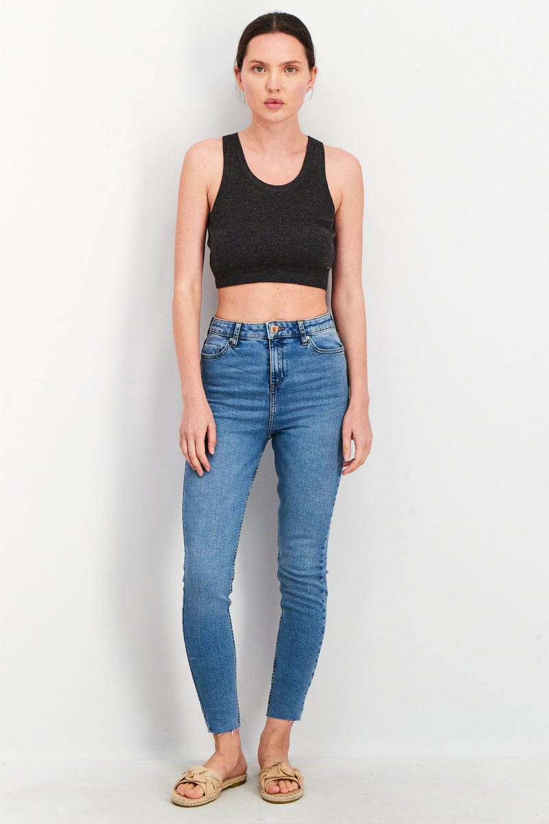 Miss Selfridge Women Skinny Fit Washed Stretchable Emily Ankle Grazer Jeans, Blue - Image 3