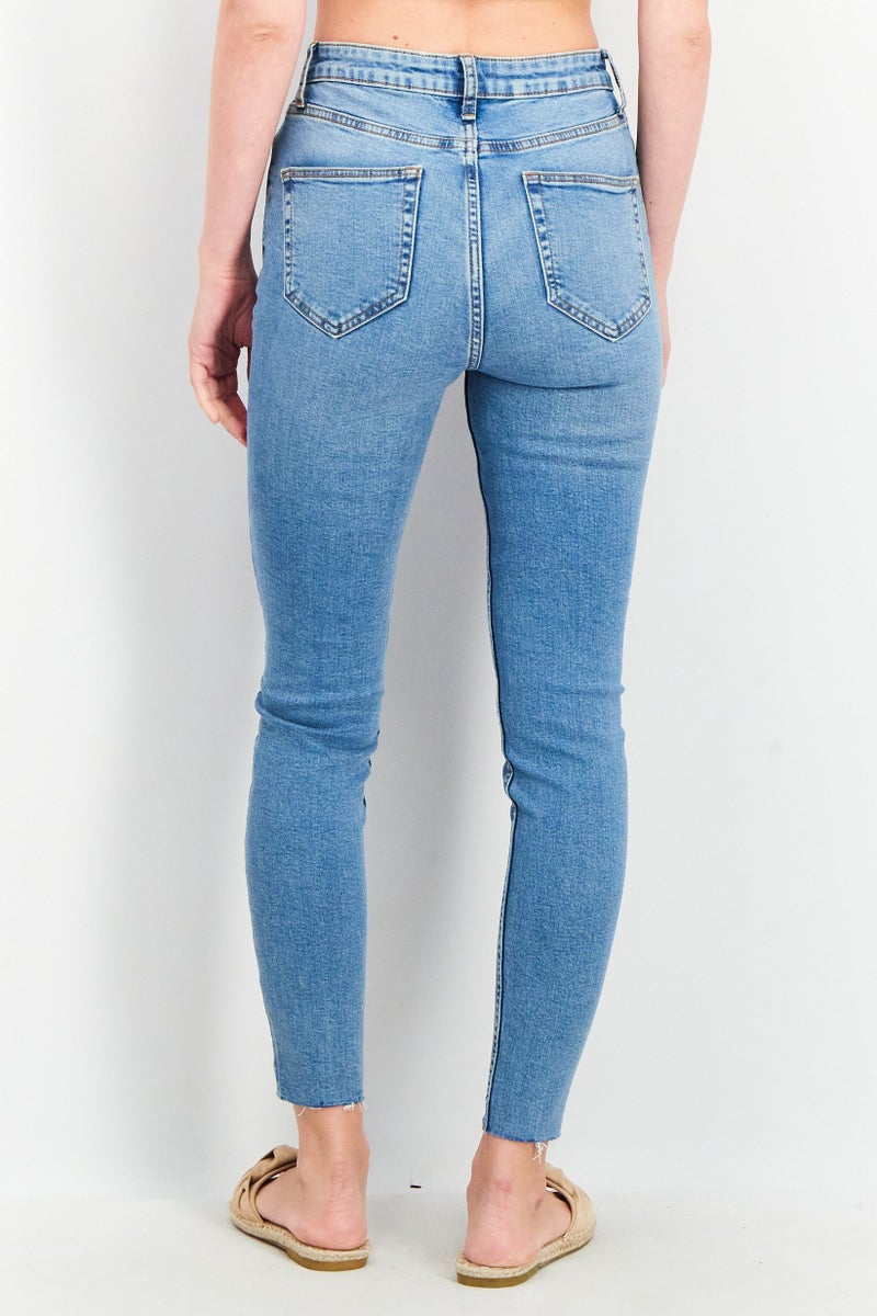 Miss Selfridge Women Skinny Fit Washed Stretchable Emily Ankle Grazer Jeans, Blue - Image 4