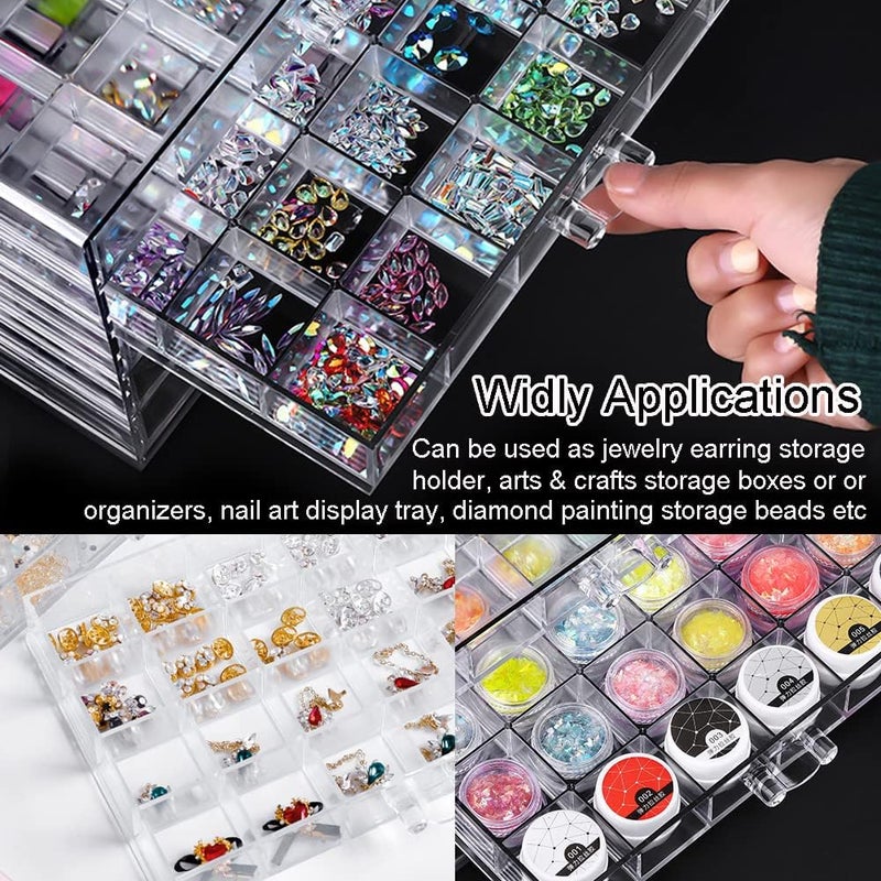 YUFONG Acrylic Earring Storage Box Organizer with 5 Drawers and 120 Compartments - Image 3