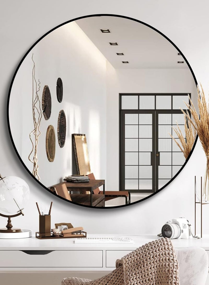 تايمي مرآة كبيرة بتصميم أنيق 90 سم - مرآة مكياج بإطار معدني أسود - تصميمها الرائع مناسب لغرفة الملابس وغرفة المعيشة وغرفة النوم والديكور - Image 3