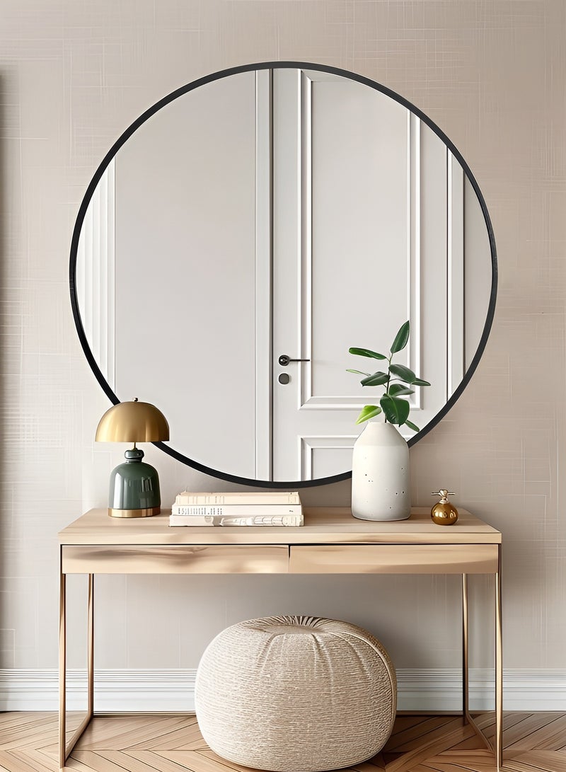 تايمي مرآة كبيرة بتصميم أنيق 90 سم - مرآة مكياج بإطار معدني أسود - تصميمها الرائع مناسب لغرفة الملابس وغرفة المعيشة وغرفة النوم والديكور - Image 4