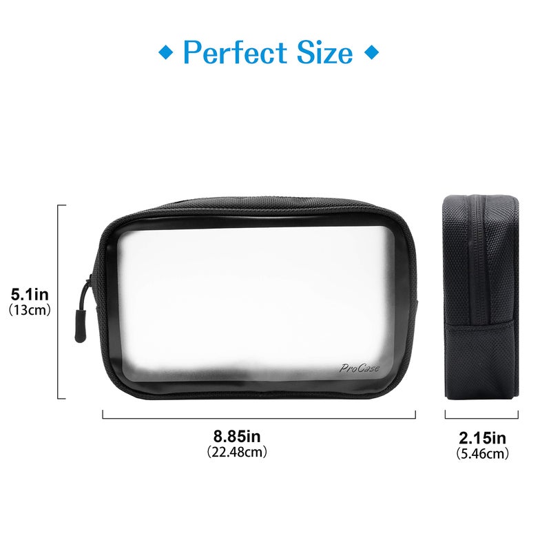 ProCase [2 Pack] TSA Approved Travel Toiletry Bag Pouch, Matte Clear Quart Size Bag Carry-On Airport Airline Compliant Bag Travel Makeup Cosmetic Bag for Toiletries Liquids Creams Cosmetics -Black - Image 3