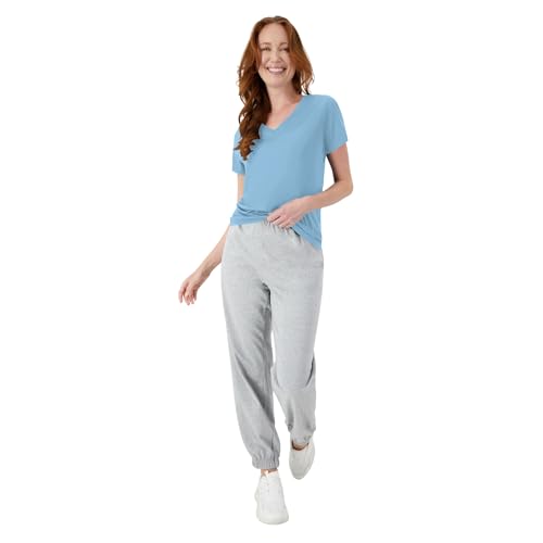 Hanes Women's Short Sleeve Cool DRI V-Neck Tee, Light Blue, Large - Image 4