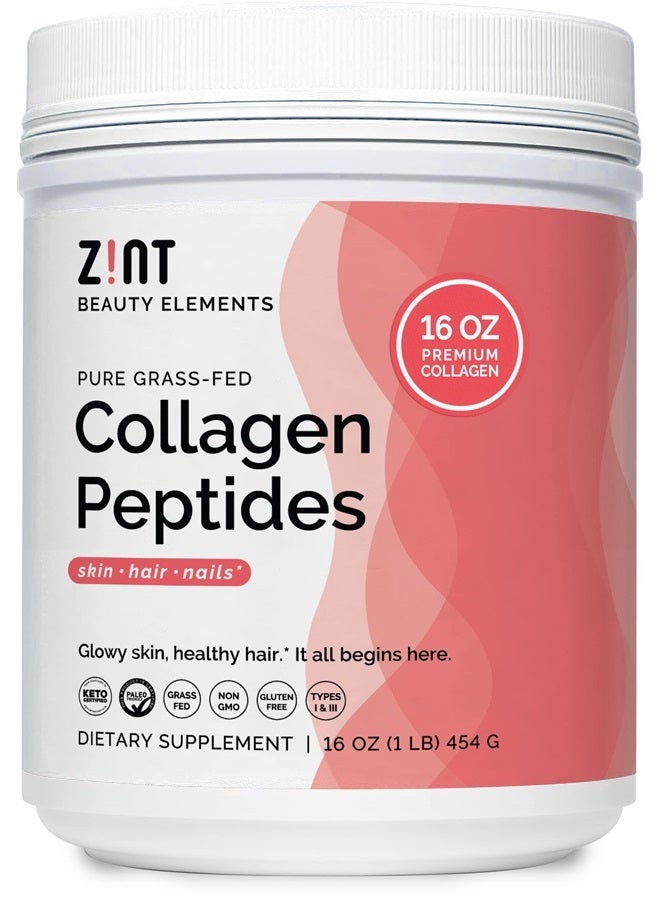 Zint مسحوق ببتيدات الكولاجين (16 أونصة): مسحوق بروتين الكولاجين المهدرج لمكافحة الشيخوخة - مكمل الجمال للبشرة والشعر والأظافر - Image 1