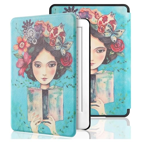 MOCA Case for Kindle Paperwhite 12th Gen 7" (2024) & Kindle Colorsoft 7" (2025), Slim PU Leather Cover with Auto Wake/Sleep, Magnetic Closure, Lightweight (Reading Girl) - Image 1