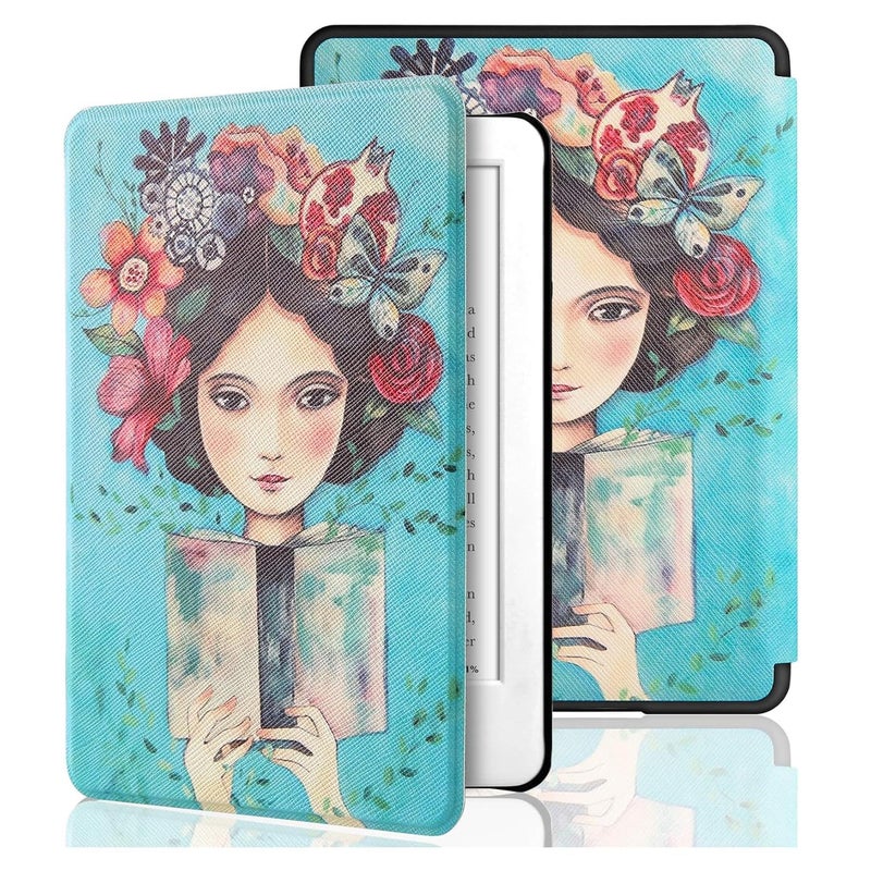 MOCA Case for Kindle Paperwhite 12th Gen 7" (2024) & Kindle Colorsoft 7" (2025), Slim PU Leather Cover with Auto Wake/Sleep, Magnetic Closure, Lightweight (Reading Girl) - Image 2
