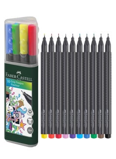 10-Piece Grip Fineliner Pens 0.4mm Tip Multicolour
