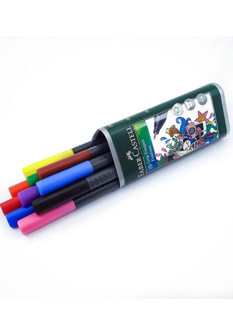 FABER-CASTELL - 10-Piece Grip Fineliner Pens 0.4mm Tip Multicolour - Image 1