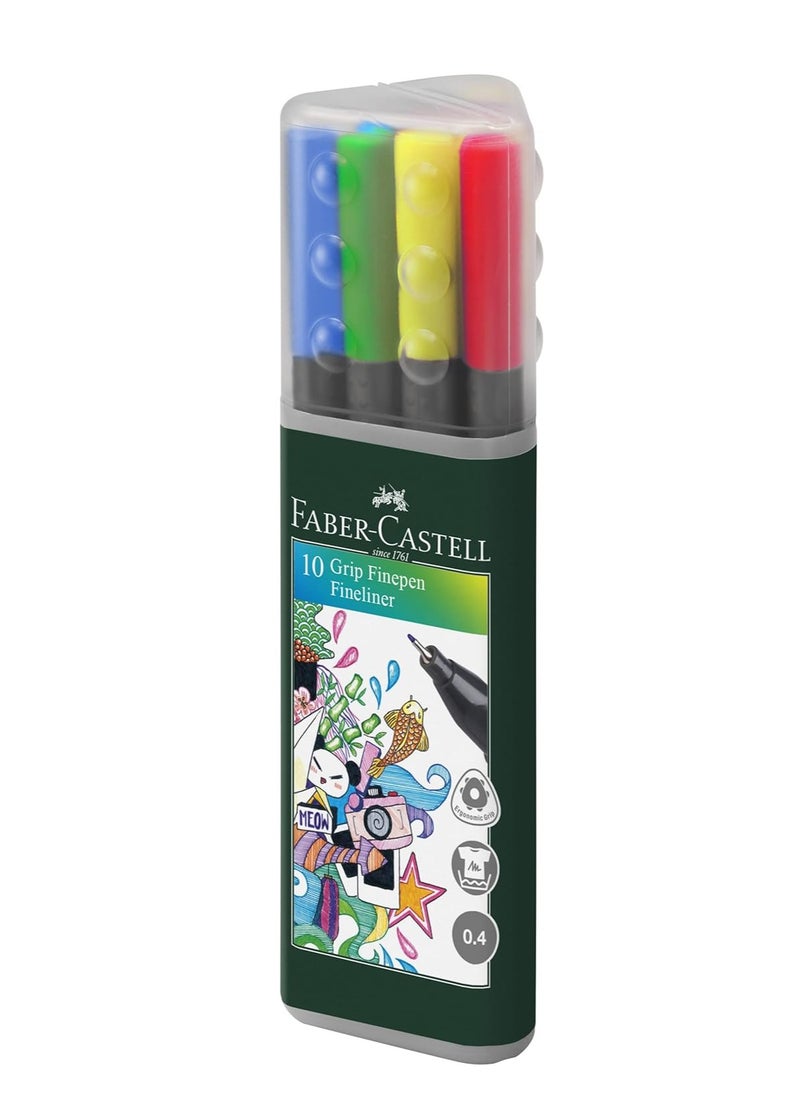 FABER-CASTELL - 10-Piece Grip Fineliner Pens 0.4mm Tip Multicolour - Image 1
