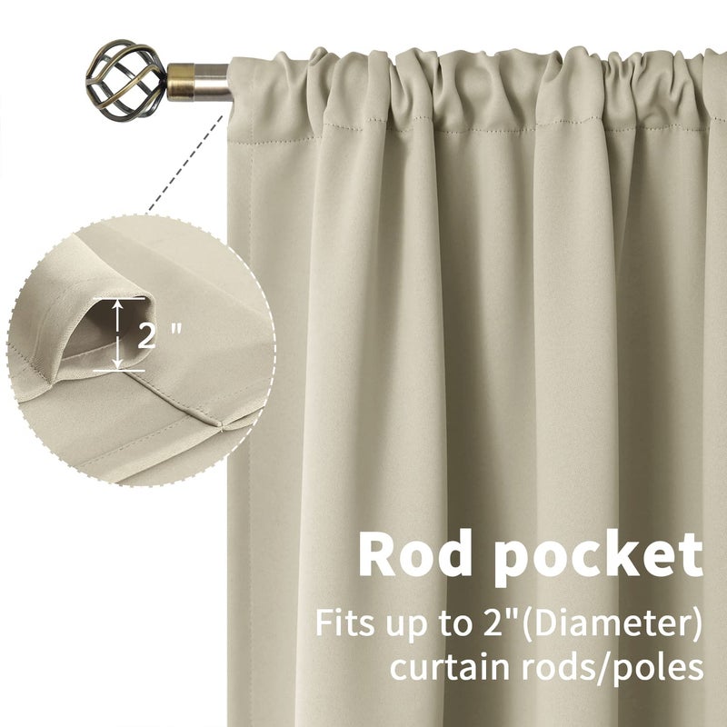 BGment الستائر القصيرة القصيرة للخلع 30 بوصة - قضيب جيب الغرفة الحرارية معزول الستائر غشاء الستائر لمطبخ غرفة نوم الحمام الإبل 2 لوحات 42 × 30 بوصة - Image 2