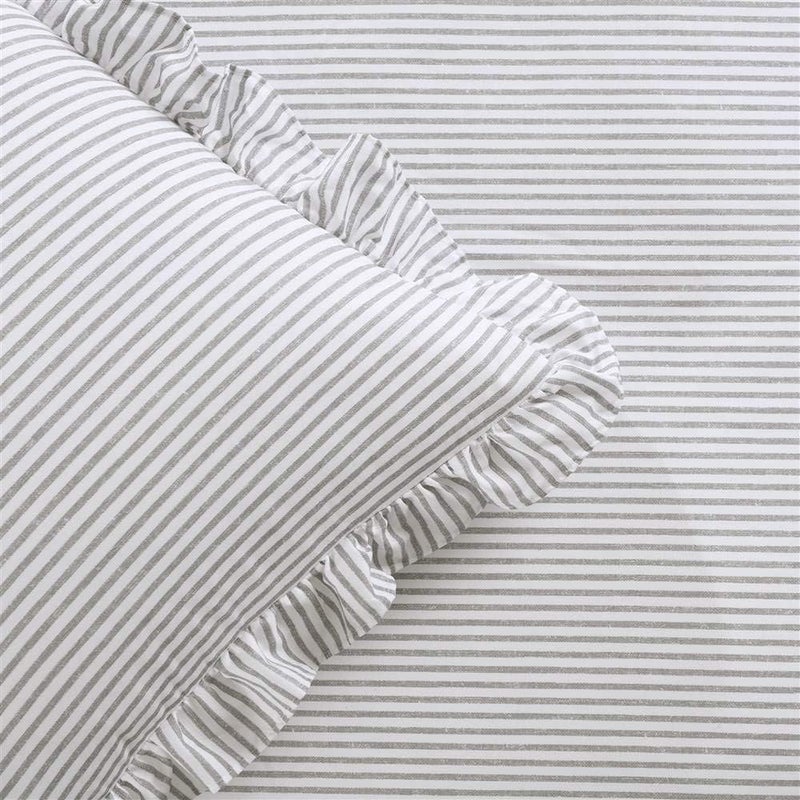 Lush Decor Global trendy simple build Gray Ticking Stripe Bedspread Shabby Chic Farmhouse Style Lightweight 3 Piece Set King Durable versatile substance - Image 5