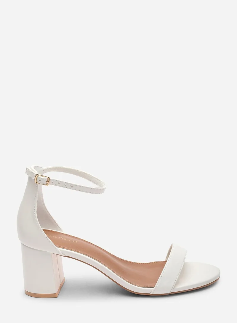 ويرز ذات فروم Beacon Ankle Strap Block Heel White Sandals