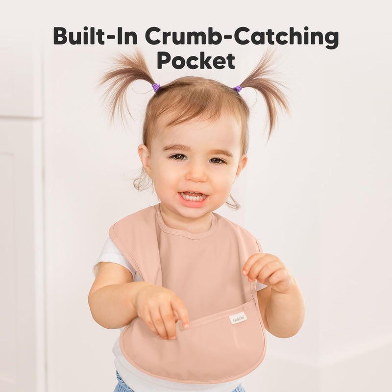 KeaBabies 3-Pack Waterproof Baby Bibs for Eating - Lightweight Toddler Feeding Bibs with Large Food Catcher, Mess Proof, Food-Grade Baby Eating Essentials, Easy to Put On & Clean (Mellow) - Image 5