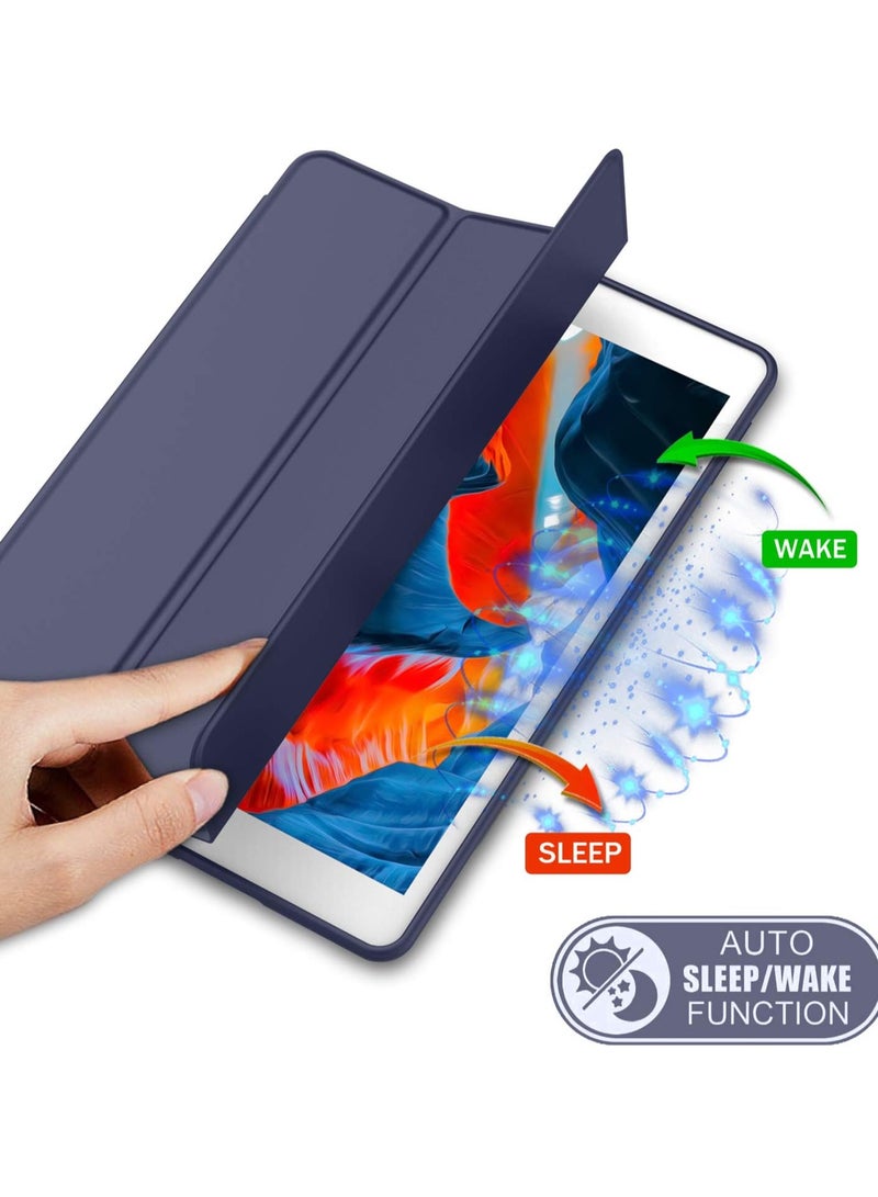DUSALA iPad 9th Generation Case 2021/iPad 8th Generation Case 2020 10.2 Inch with Pencil Holder, iPad 7th Gen 2019 Case with Soft Baby Skin Silicone Back, Auto Wake/Sleep Cover (Navy) - Image 2
