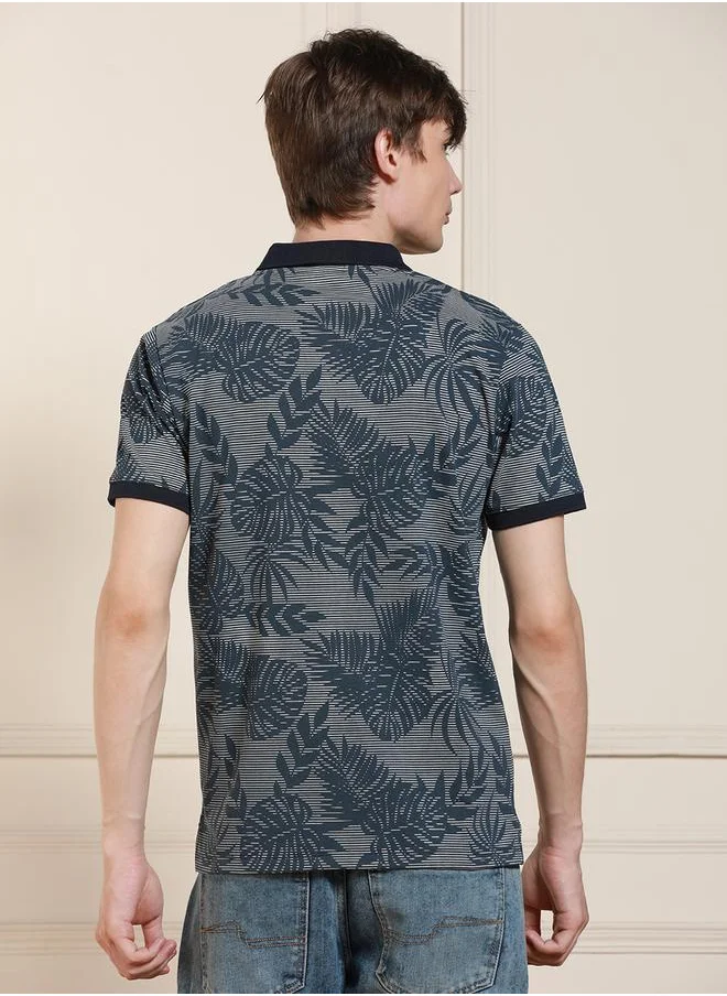 Dennis Lingo Leaf Tropical Print Casual Polo by Styli