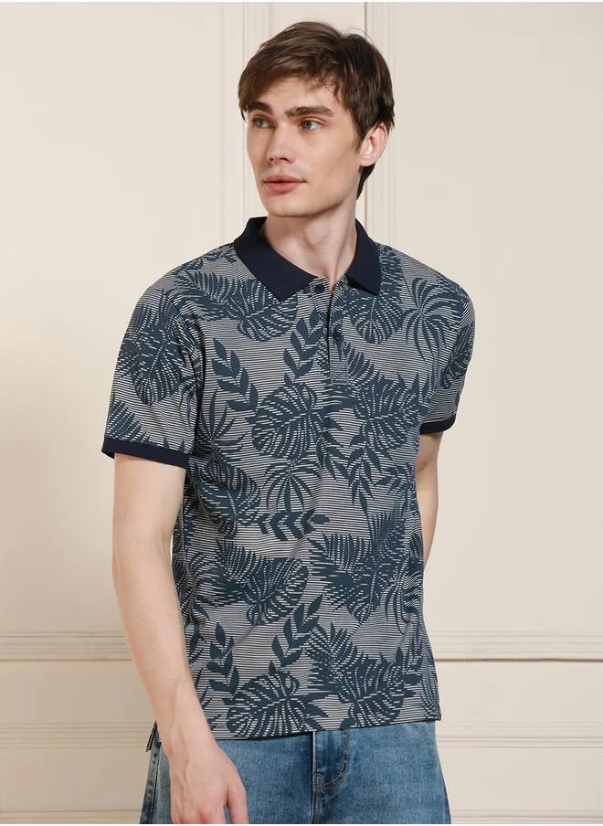 Dennis Lingo Leaf Tropical Print Casual Polo by Styli