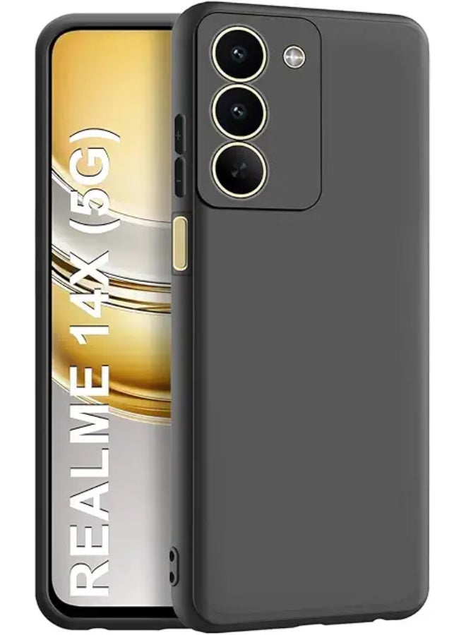 Protective Cover For Realme 14X , Slim Fit Soft Back  TPU Case Flexible Silicone Cover Compatible For Realme 14X - Black