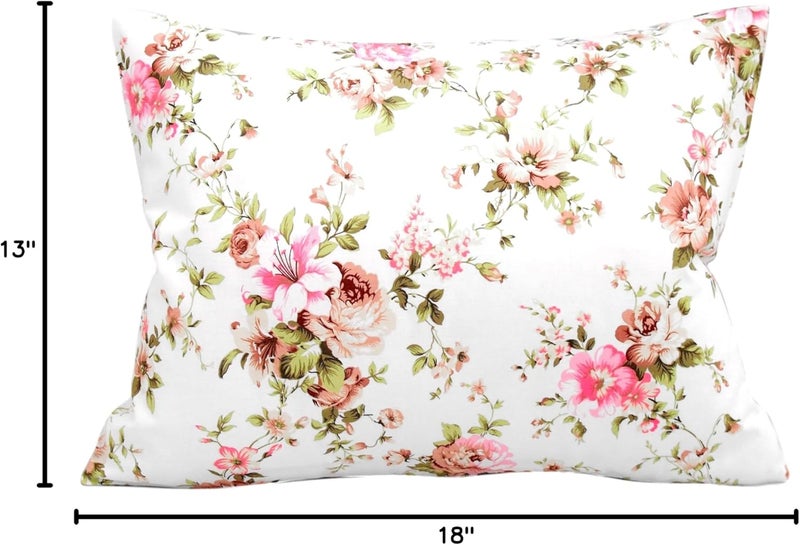 Comfy Turtles Toddler Pillow Cases 13 x 18 Cotton - Flower Pink Toddler Pillowcase Girl, Rose Girly Pillow Case, Small Travel Pillow Case Flowers - Pink Beige Roses - Image 3