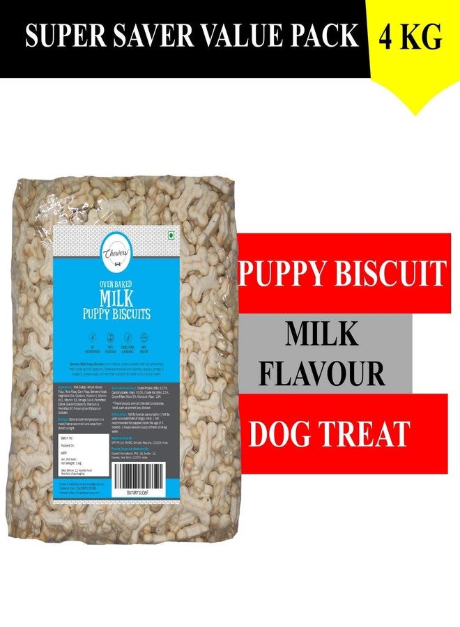 Chewers Oven Baked Milk Puppy Biscuits, Calcium Rich Dog Treat 1 Kg (Pack of 4) - Image 3