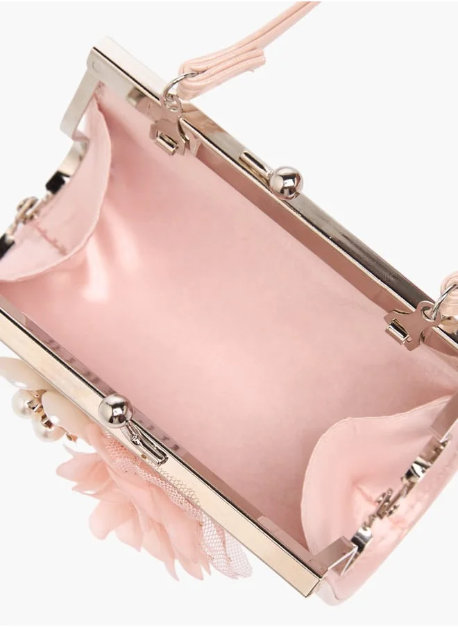 فلورا بيلا من شو إكسبرس Girls Flower Applique Handbag With Kiss Lock Closure Ramadan Collection