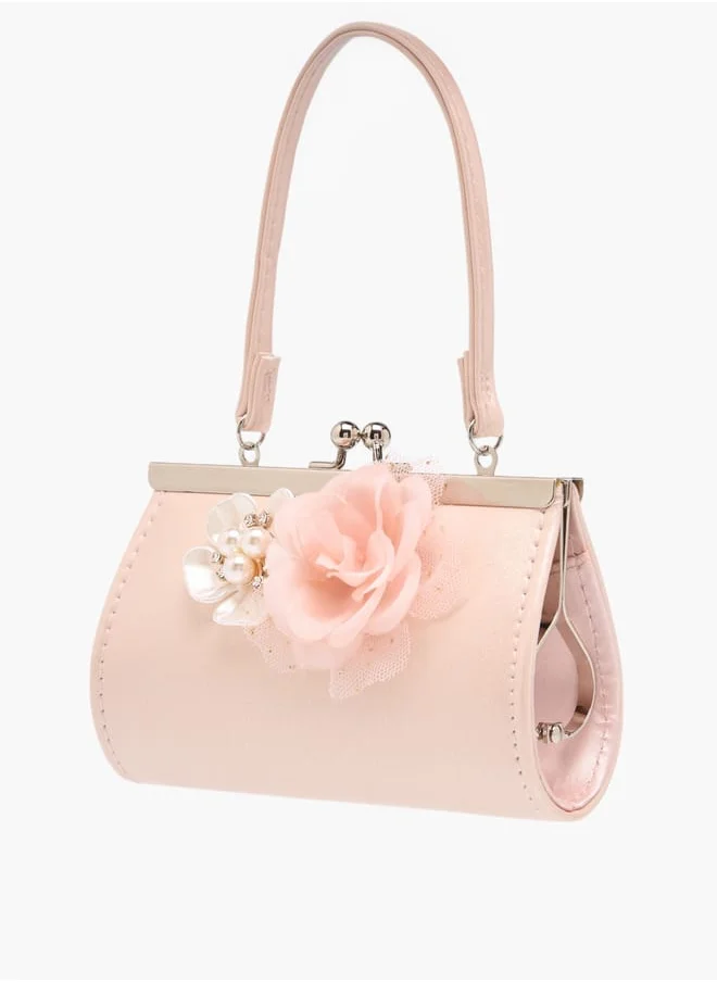 فلورا بيلا من شو إكسبرس Girls Flower Applique Handbag With Kiss Lock Closure Ramadan Collection