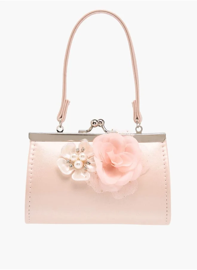 Flora Bella By Shoexpress Girls Flower Applique Handbag With Kiss Lock Closure Ramadan Collection