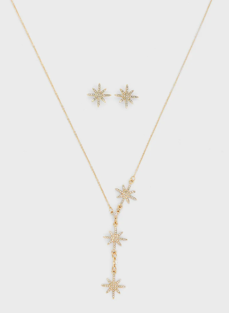 ELLA Embellished Star Necklace And Earring Set